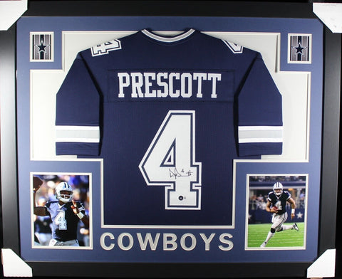DAK PRESCOTT (Cowboys blue SKYLINE) Signed Autographed Framed Jersey Beckett