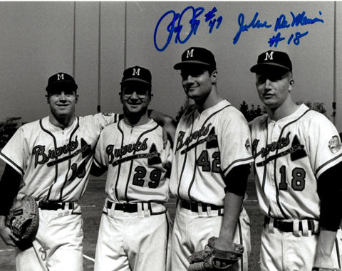 Milwaukee Braves JOEY JAY & JOHN DeMERIT Dual Signed 8x10 Photo AUTO
