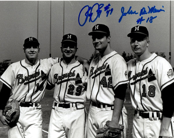 Milwaukee Braves JOEY JAY & JOHN DeMERIT Dual Signed 8x10 Photo AUTO