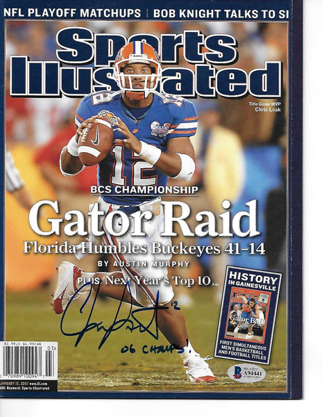 Chris Leak Signed Florida Gators Sports Illustrated 1/15/07 W/ 06 Champs Beckett