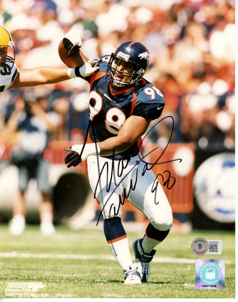Maa Tanuvasa Autographed/Signed Denver Broncos 8x10 Photo Beckett 55867