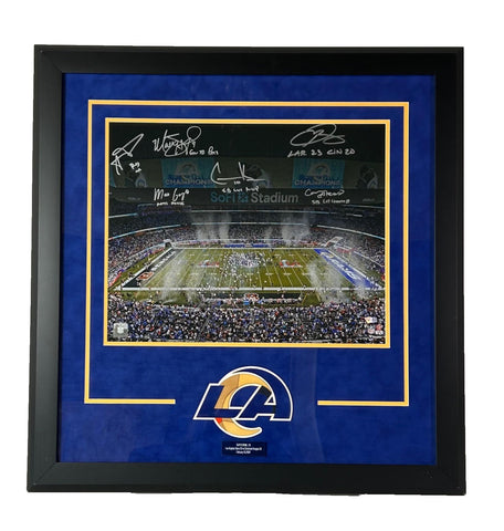 LA Rams Super Bowl LVI Celebration 16x20 Photo w/6 LE-56 Signatures Fanatics COA