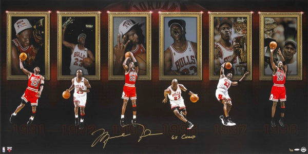 Michael Jordan Autographed "6x Champ" Chicago Bulls 60" x 30" Photo UDA LE 1/123