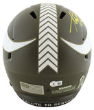 Vikings Adrian Peterson Signed Salute To Service F/S Speed Rep Helmet BAS Wit