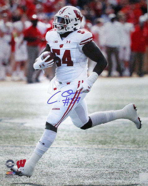 WI Badgers Linebacker CHRIS ORR Signed 16x20 Photo #1 AUTO - 2020 Draft Pick