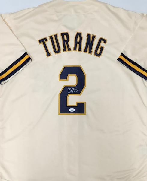 Brewers Infielder BRICE TURANG Signed Custom Replica Cream Jersey AUTO - JSA