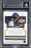 Lakers Malik Monk Signed 2021 Panini Prizm Prizms Silver #56 Card BAS Slabbed