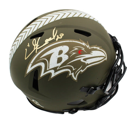 Ed Reed Signed Baltimore Ravens Speed Authentic Salute to Service Helmet