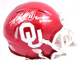 Adrian Peterson Signed Oklahoma Speed Mini Helmet W/Boomer Sooner-Beckett W Holo