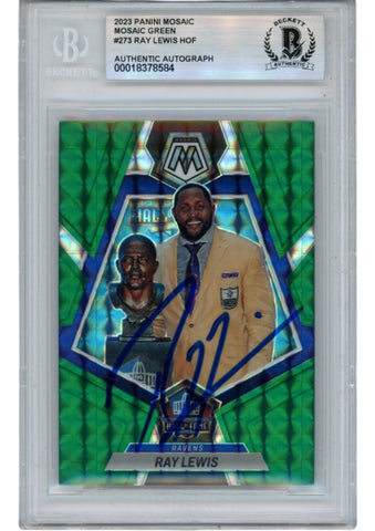Ray Lewis Autographed 2023 Mosiac Hall of Fame #273 Trading Card Beckett 53013