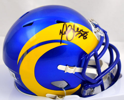 Marshall Faulk Autographed Rams Speed Mini Helmet-Beckett W Hologram *Black