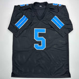 Autographed/Signed David Montgomery Detroit Black Jersey Beckett BAS COA