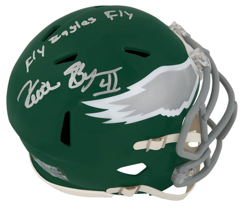 Keith Byars Signed Eagles T/B Riddell Speed Mini Helmet w/Fly Eagles - (SS COA)