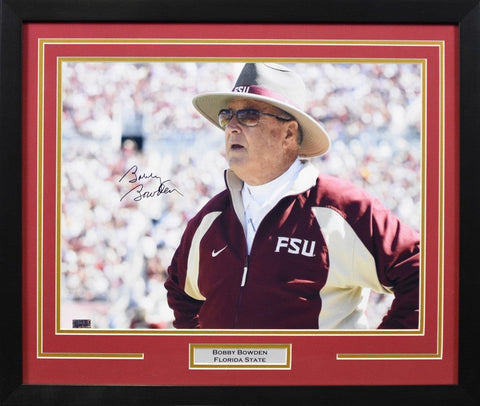 BOBBY BOWDEN SIGNED FLORIDA STATE SEMINOLES 16x20 FRAMED PHOTO COA