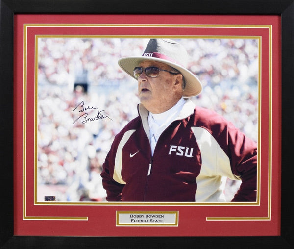 BOBBY BOWDEN SIGNED FLORIDA STATE SEMINOLES 16x20 FRAMED PHOTO COA