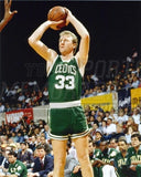 Larry Bird Signed Boston Celtics 35x43 Framed Green Jersey (Becket) 3xNBA Champ