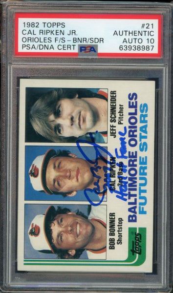 1982 Topps #21 Cal Ripken Jr. Rookie RC Signed 2007 HOF PSA/DNA 10 Auto Fanatics