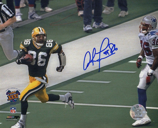 Antonio Freeman Signed Packers Super Bowl XXXI Action 8x10 Photo -(SCHWARTZ COA)