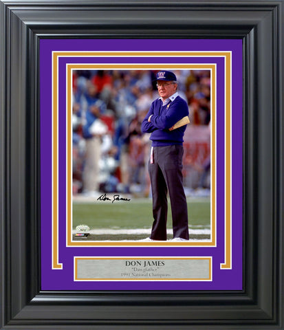 DON JAMES AUTOGRAPHED FRAMED 8X10 PHOTO WASHINGTON HUSKIES MCS HOLO 200386
