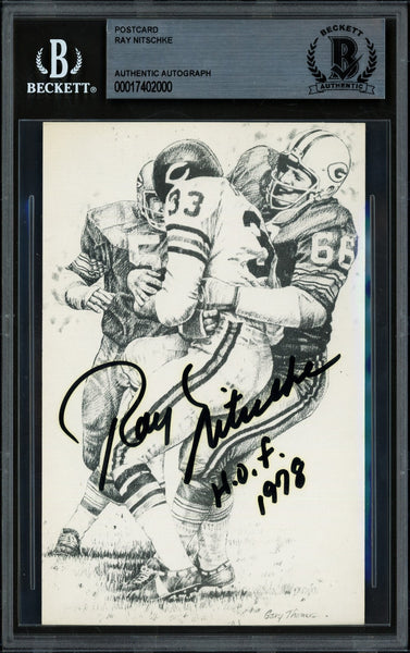 Ray Nitschke Autographed Postcard Green Bay Packers "HOF 1978" Beckett #17402000