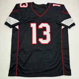 Autographed/Signed Kurt Warner Arizona Black Jersey Beckett BAS COA