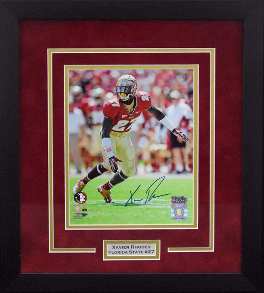 XAVIER RHODES SIGNED FLORIDA STATE SEMINOLES 8x10 FRAMED PHOTO COA