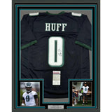 Framed Autographed/Signed Bryce Huff 35x39 Philadelphia Black Jersey JSA COA