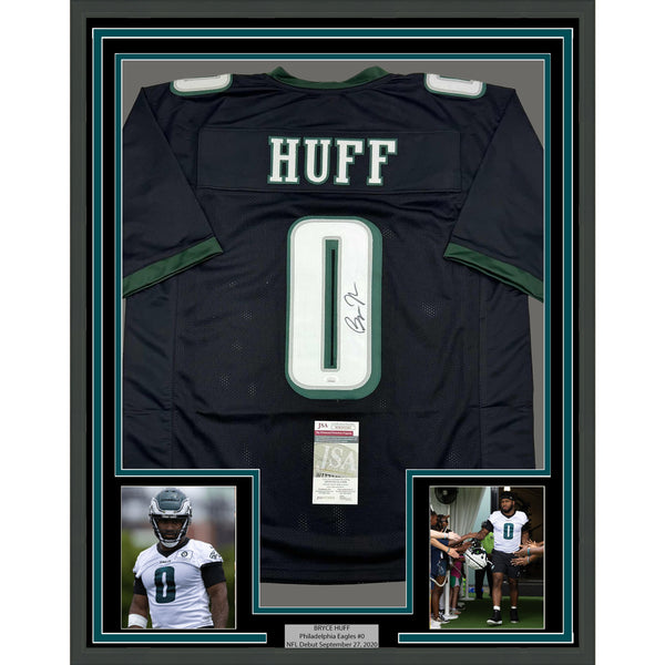 Framed Autographed/Signed Bryce Huff 35x39 Philadelphia Black Jersey JSA COA