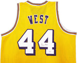 LOS ANGELES LAKERS JERRY WEST AUTOGRAPHED SIGNED YELLOW JERSEY JSA STOCK #228808