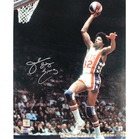 Julius Erving Autographed New Jersey Nets 16x20 Photo Beckett Witness 51667