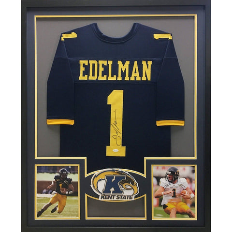Julian Edelman Autographed Signed Framed Kent State Patriots Jersey JSA