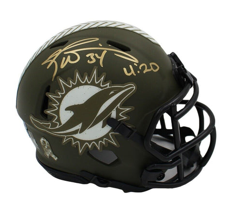 Ricky Williams Signed Miami Dolphins Speed STS NFL Mini Helmet with "4:20" Insc