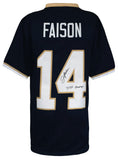Jordan Faison (NOTRE DAME) Signed Navy Custom Lacrosse Jersey w/Champs -(SS COA)