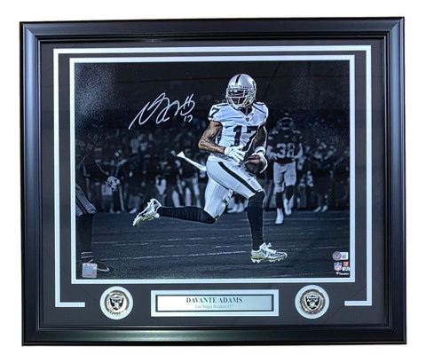 Davante Adams Signed Framed 16x20 Las Vegas Raiders White Jersey Photo BAS ITP