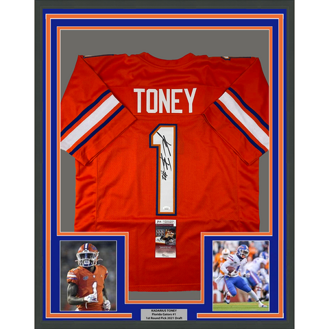Framed Autographed/Signed Kadarius Toney 33x42 Florida Orange Jersey JSA COA