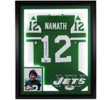 Joe Namath Signed New York Jets LED Framed M&N Authentic Green NFL Jersey