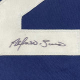 Framed Autographed/Signed Alfonso Soriano 33x42 New York Blue Jersey PSA/DNA COA