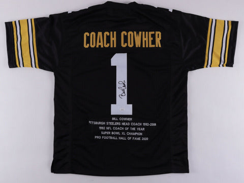 Bill Cowher Signed Pittsburgh Steelers Coach Highlight Stat Jersey (JSA COA)