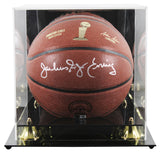 76ers Julius "Dr. J" Erving Signed Wilson Trophy Series Basketball W/ Case BAS W