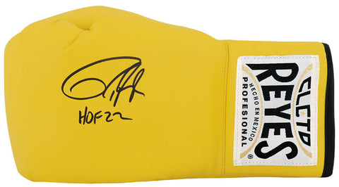 Roy Jones Jr. Signed Cleto Reyes Yellow Boxing Glove w/HOF'22 - (SCHWARTZ COA)