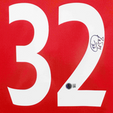 Carlos Tevez Signed Manchester Utd Home Soccer Jersey #32 with Beckett Witness