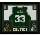 Larry Bird Signed Boston Celtics Framed Green NBA Jersey