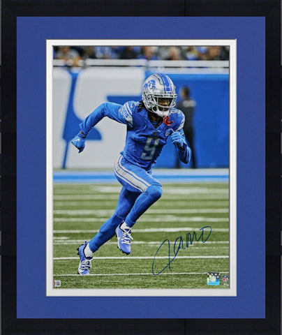 FRMD Jameson Williams Detroit Lions Signed 16x20 Running Route in Jersey Photo