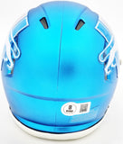Sam LaPorta Auto Lions Flat Matte Blue 2023 Alternate Speed Mini Helmet Beckett