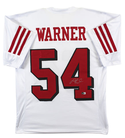Fred Warner Signed White Pro Style Jersey w/ Dropshadow & Silver Sig BAS Witness