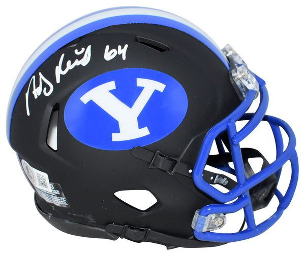 ANDY REID AUTOGRAPHED SIGNED BYU COUGARS BLACK SPEED MINI HELMET BECKETT