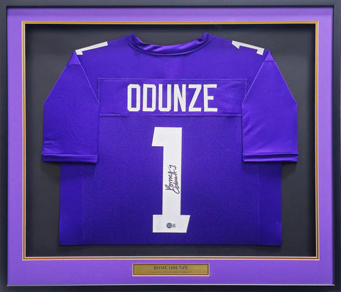 WASHINGTON ROME ODUNZE AUTOGRAPHED FRAMED PURPLE JERSEY BECKETT WITNESS 234602