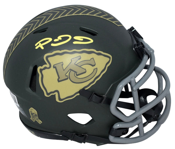 PATRICK MAHOMES SIGNED KANSAS CITY CHIEFS SALUTE TO SERVICE IV MINI HELMET BAS