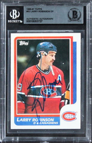 Canadiens Larry Robinson Authentic Signed 1986 Topps #62 Card BAS Slabbed