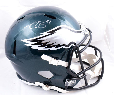 A.J. Brown Autographed Eagles F/S Speed Helmet-Beckett W Hologram *Damaged